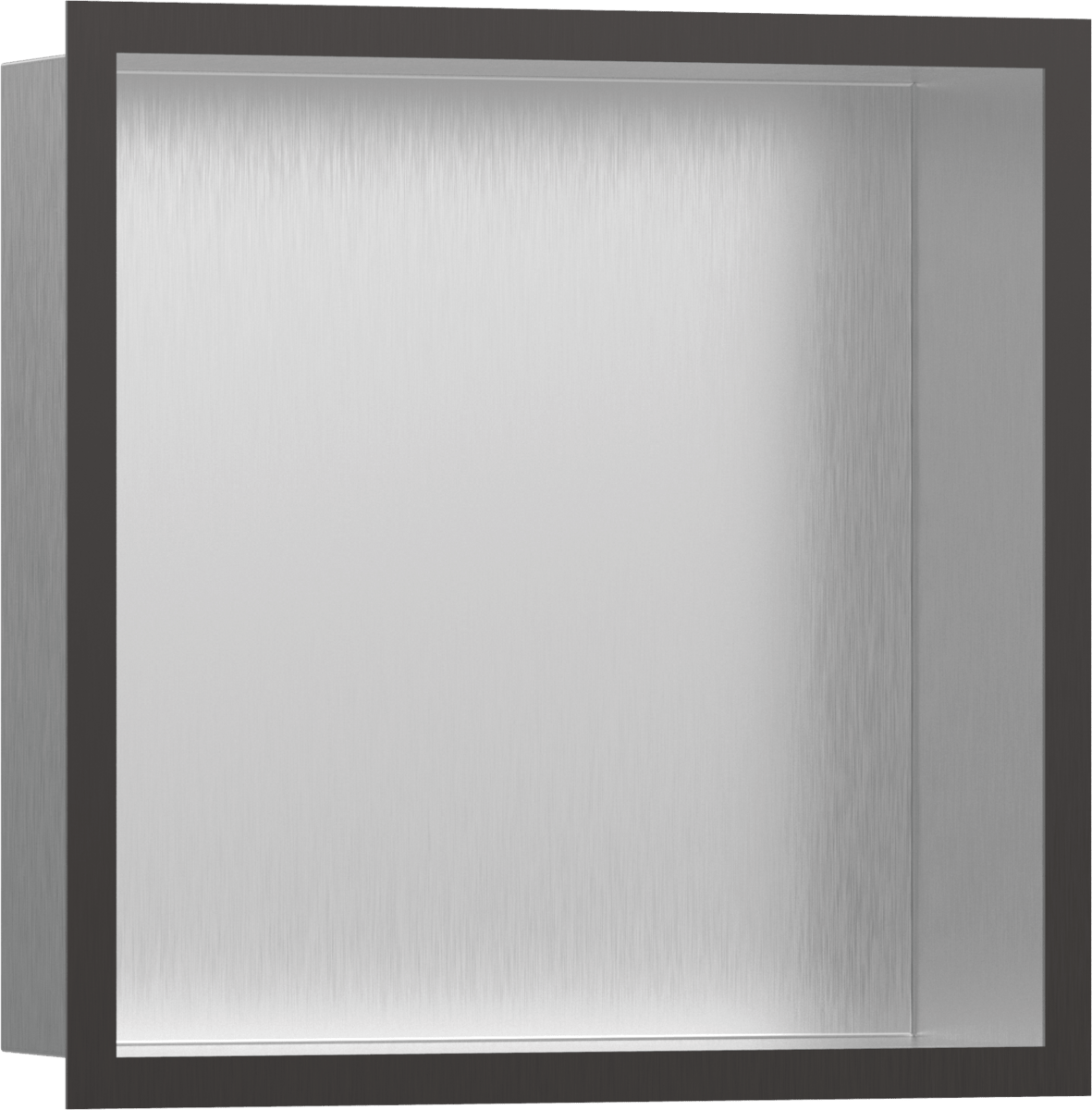 Hansgrohe XtraStoris Individual Wall Niche Brushed Stainless Steel With Design Frame 300/300/100 - Brushed Black Chrome - 56097340 - TAP 'N' SHOWER