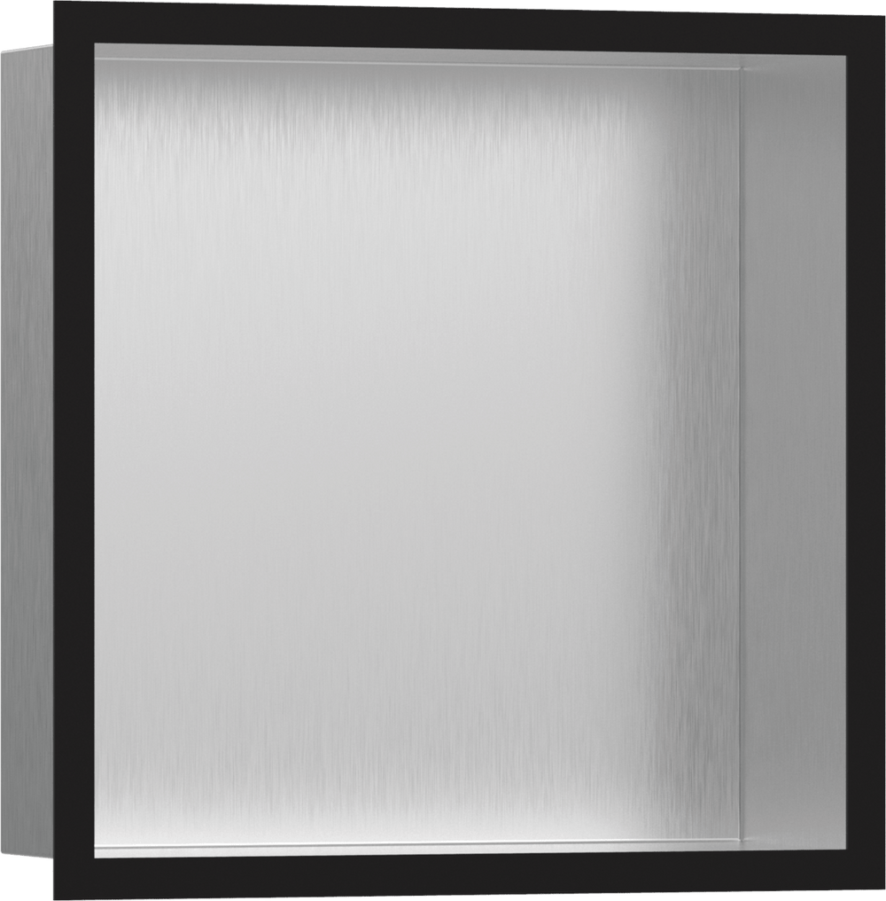 Hansgrohe XtraStoris Individual Wall Niche Brushed Stainless Steel With Design Frame 300/300/100 - Matt Black - 56097670 - TAP 'N' SHOWER