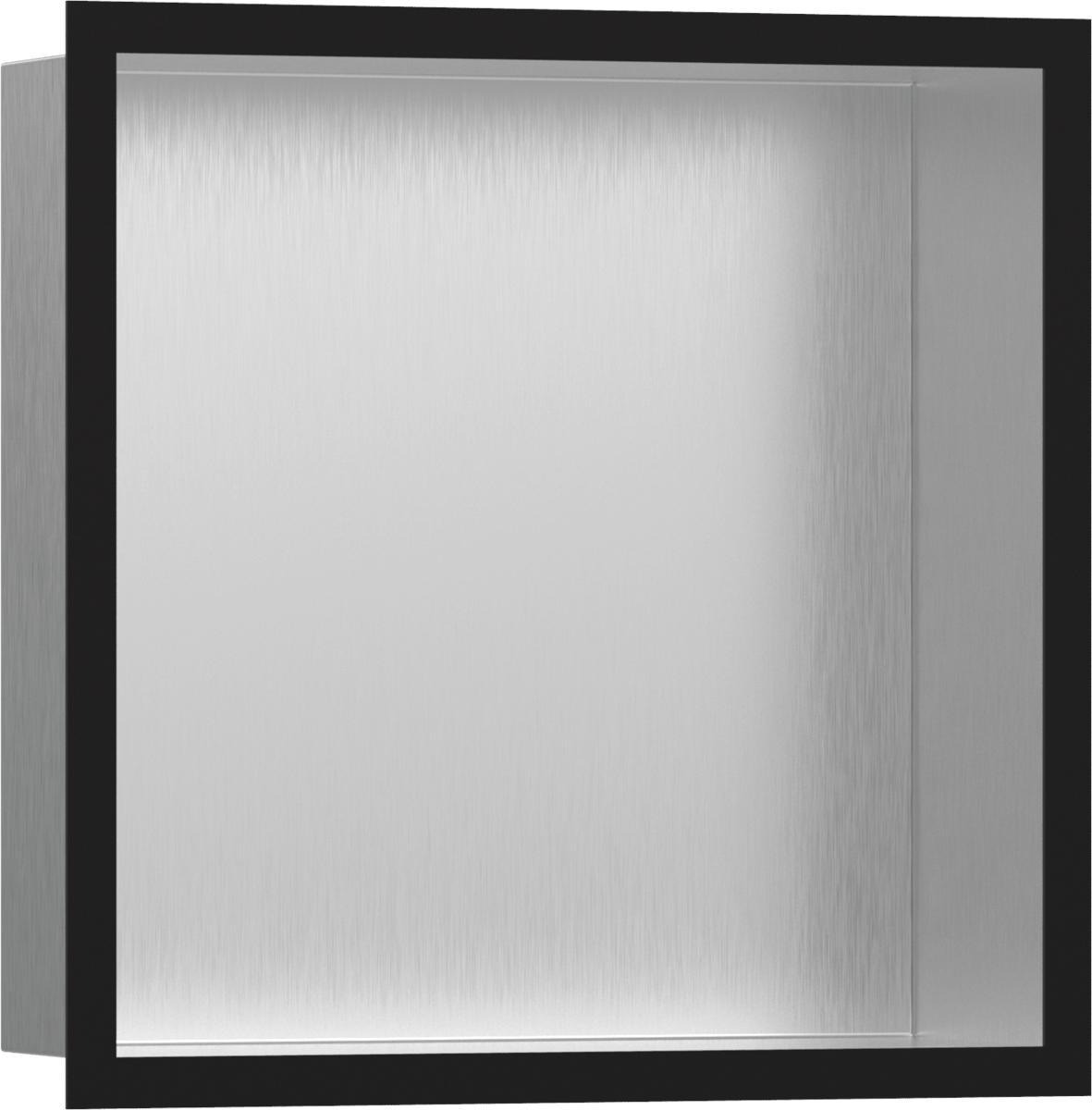 Hansgrohe XtraStoris Individual Wall Niche Brushed Stainless Steel With Design Frame 300/300/100 - Matt Black - 56097670 - TAP 'N' SHOWER