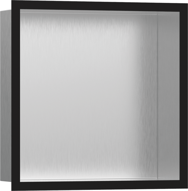 Hansgrohe XtraStoris Individual Wall Niche Brushed Stainless Steel With Design Frame 300/300/100 - Matt Black - 56097670 - TAP 'N' SHOWER