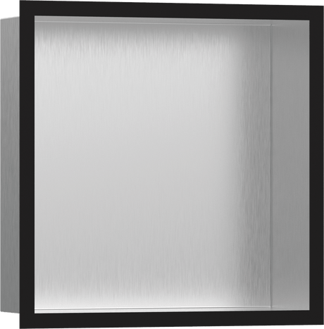 Hansgrohe XtraStoris Individual Wall Niche Brushed Stainless Steel With Design Frame 300/300/100 - Matt Black - 56097670 - TAP 'N' SHOWER