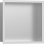 Hansgrohe XtraStoris Individual Wall Niche Brushed Stainless Steel With Design Frame 300/300/100 - Matt White - 56097700 - TAP 'N' SHOWER
