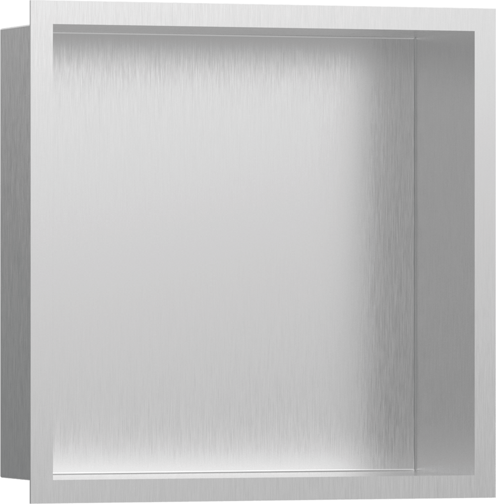 Hansgrohe XtraStoris Individual Wall Niche Brushed Stainless Steel With Design Frame 300/300/100 - Brushed Stainless Steel - 56097800 - TAP 'N' SHOWER