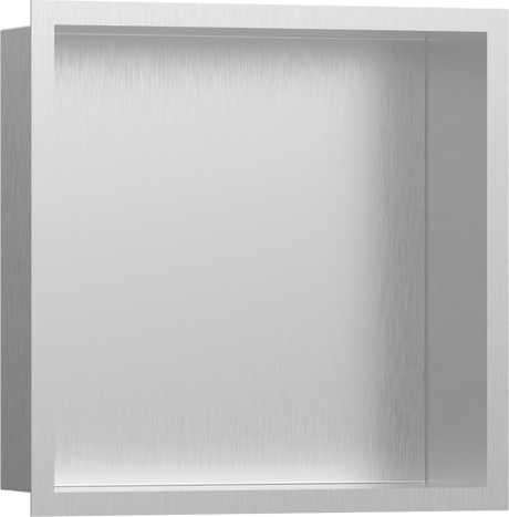 Hansgrohe XtraStoris Individual Wall Niche Brushed Stainless Steel With Design Frame 300/300/100 - Brushed Stainless Steel - 56097800 - TAP 'N' SHOWER