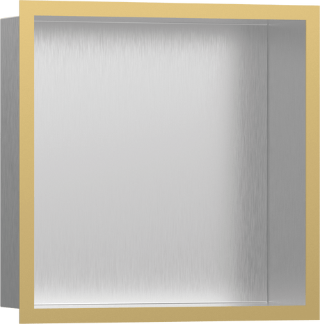 Hansgrohe XtraStoris Individual Wall Niche Brushed Stainless Steel With Design Frame 300/300/100 - Polished Gold Optic - 56097990 - TAP 'N' SHOWER