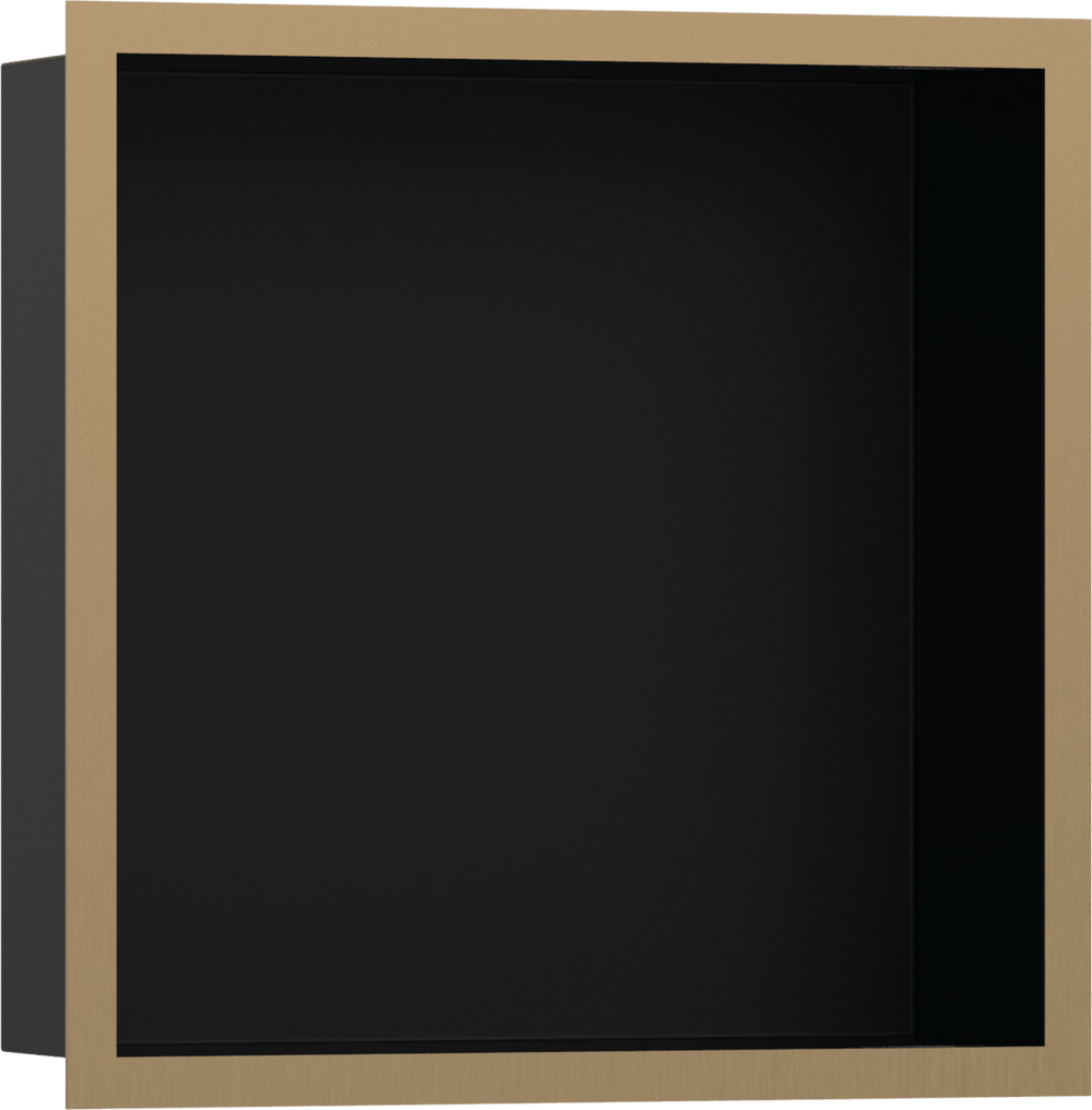 Hansgrohe XtraStoris Individual Wall Niche Matt Black With Design Frame 300/300/100 - Brushed Stainless Steel - 56098140 - TAP 'N' SHOWER