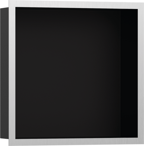 Hansgrohe XtraStoris Individual Wall Niche Matt Black With Design Frame 300/300/100 - Brushed Stainless Steel - 56098800 - TAP 'N' SHOWER
