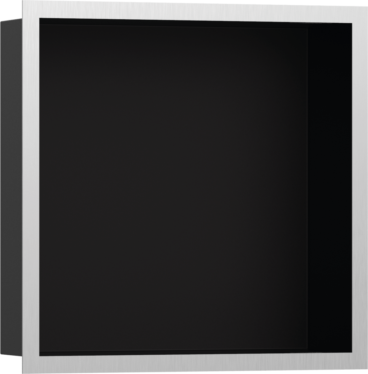 Hansgrohe XtraStoris Individual Wall Niche Matt Black With Design Frame 300/300/100 - Brushed Stainless Steel - 56098800 - TAP 'N' SHOWER