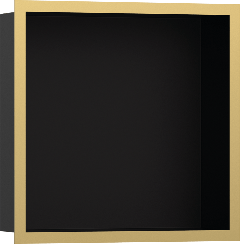 Hansgrohe XtraStoris Individual Wall Niche Matt Black With Design Frame 300/300/100 - Polished Gold Optic - 56098990 - TAP 'N' SHOWER