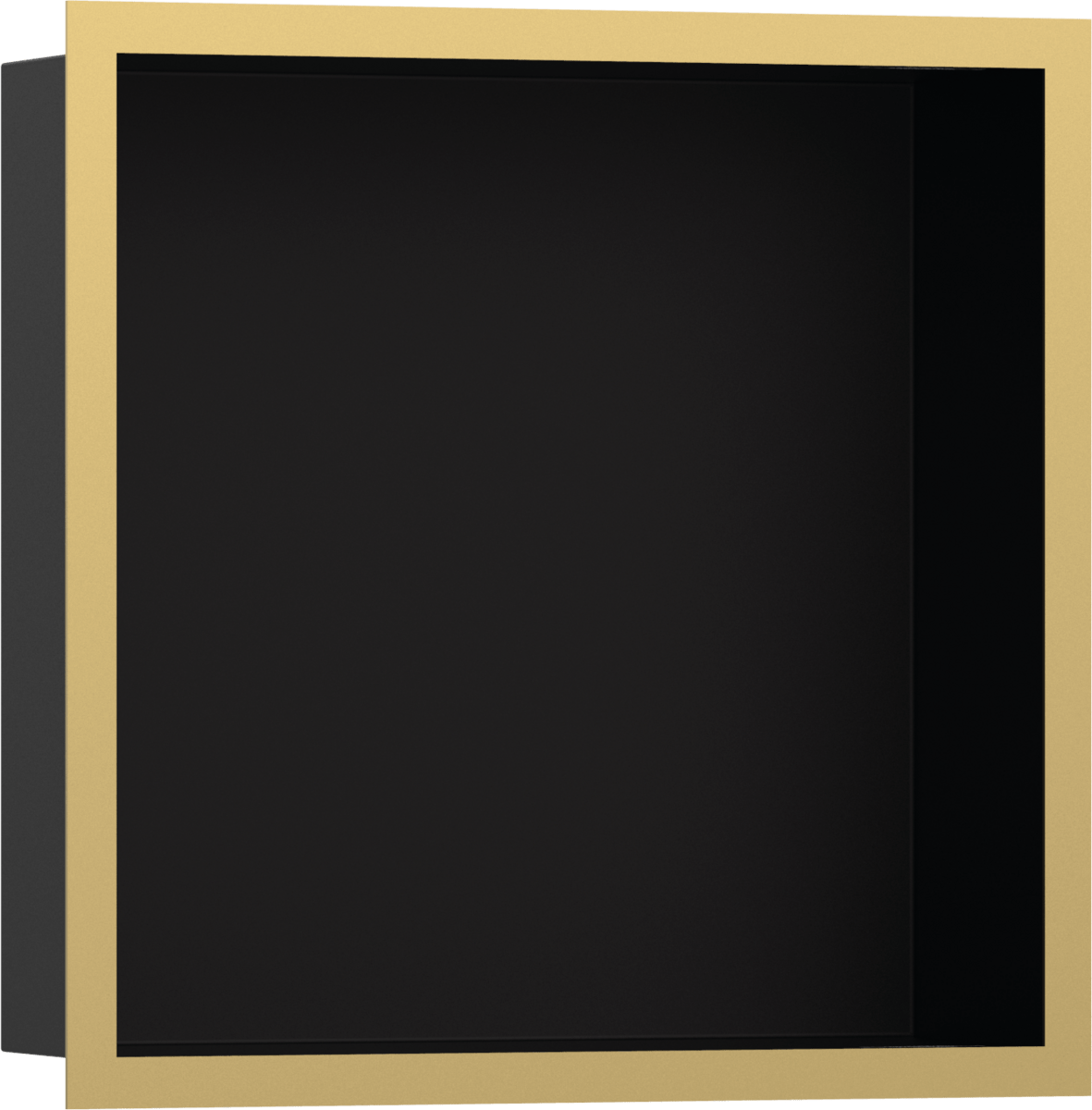 Hansgrohe XtraStoris Individual Wall Niche Matt Black With Design Frame 300/300/100 - Polished Gold Optic - 56098990 - TAP 'N' SHOWER