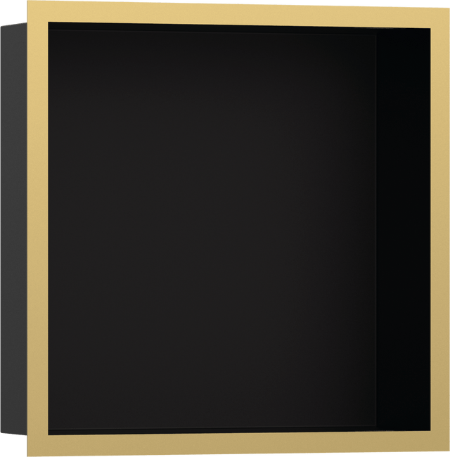 Hansgrohe XtraStoris Individual Wall Niche Matt Black With Design Frame 300/300/100 - Polished Gold Optic - 56098990 - TAP 'N' SHOWER
