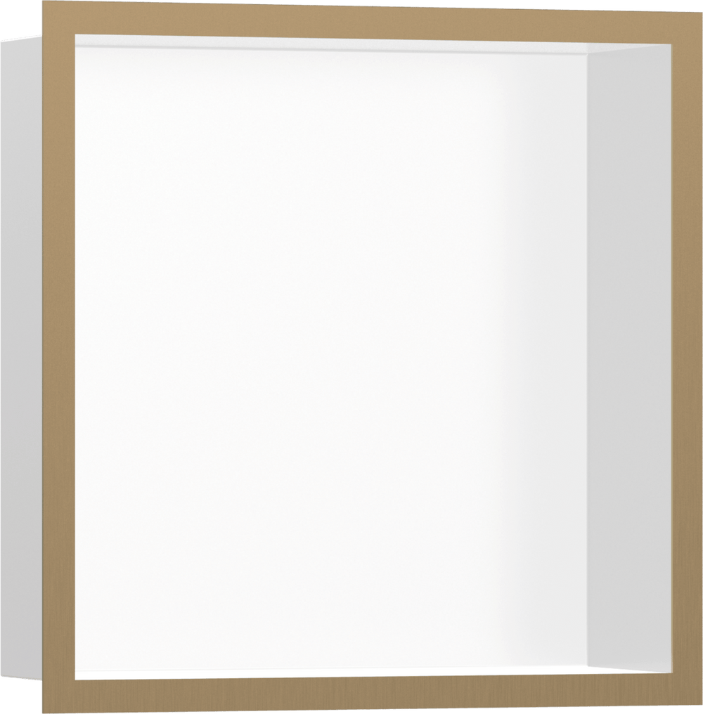 Hansgrohe XtraStoris Individual Wall Niche Matt White With Design Frame 300/300/100 - Brushed Bronze - 56099140 - TAP 'N' SHOWER