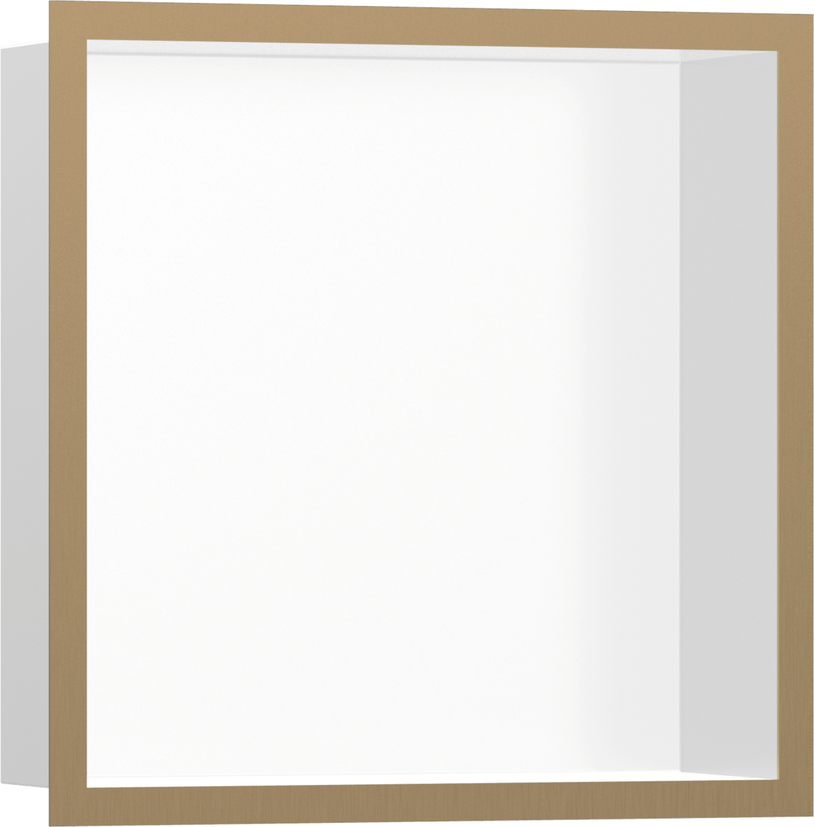 Hansgrohe XtraStoris Individual Wall Niche Matt White With Design Frame 300/300/100 - Brushed Bronze - 56099140 - TAP 'N' SHOWER