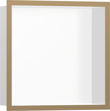 Hansgrohe XtraStoris Individual Wall Niche Matt White With Design Frame 300/300/100 - Brushed Bronze - 56099140 - TAP 'N' SHOWER