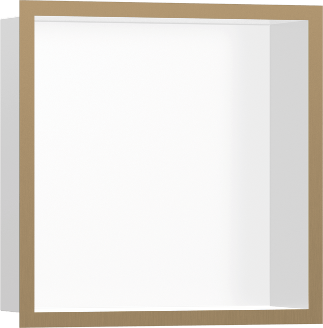 Hansgrohe XtraStoris Individual Wall Niche Matt White With Design Frame 300/300/100 - Brushed Bronze - 56099140 - TAP 'N' SHOWER