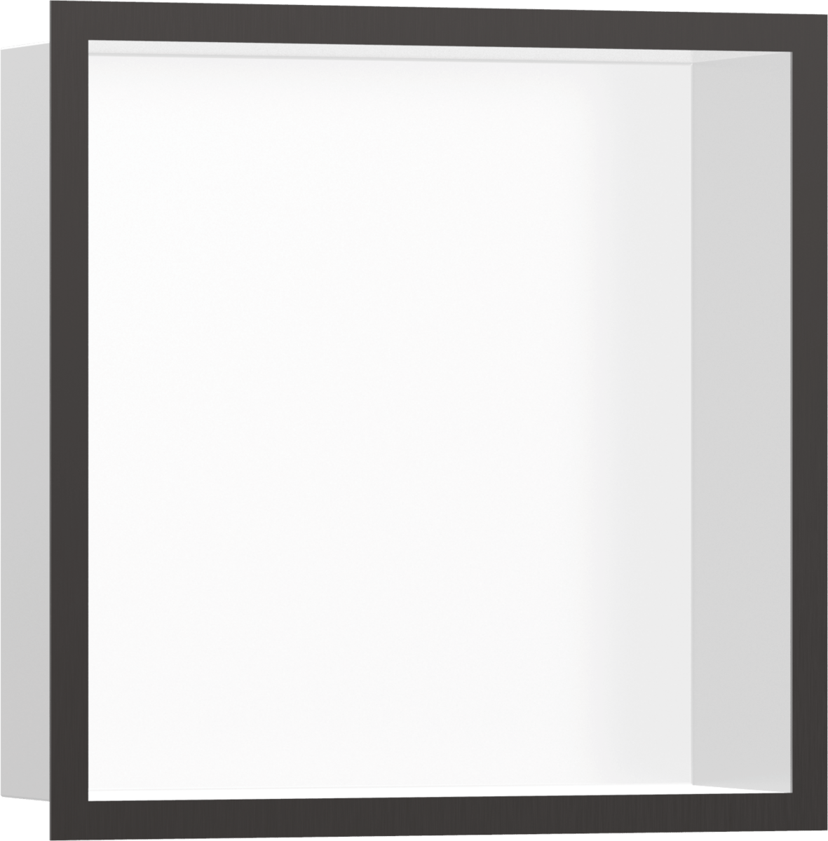 Hansgrohe XtraStoris Individual Wall Niche Matt White With Design Frame 300/300/100 - Brushed Black Chrome - 56099340 - TAP 'N' SHOWER