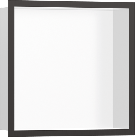 Hansgrohe XtraStoris Individual Wall Niche Matt White With Design Frame 300/300/100 - Brushed Black Chrome - 56099340 - TAP 'N' SHOWER