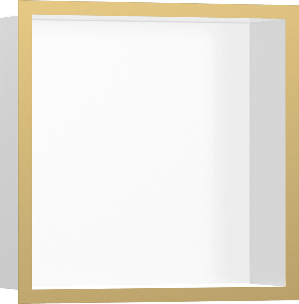 Hansgrohe XtraStoris Individual Wall Niche Matt White With Design Frame 300/300/100 - Polished Gold Optic - 56099990 - TAP 'N' SHOWER