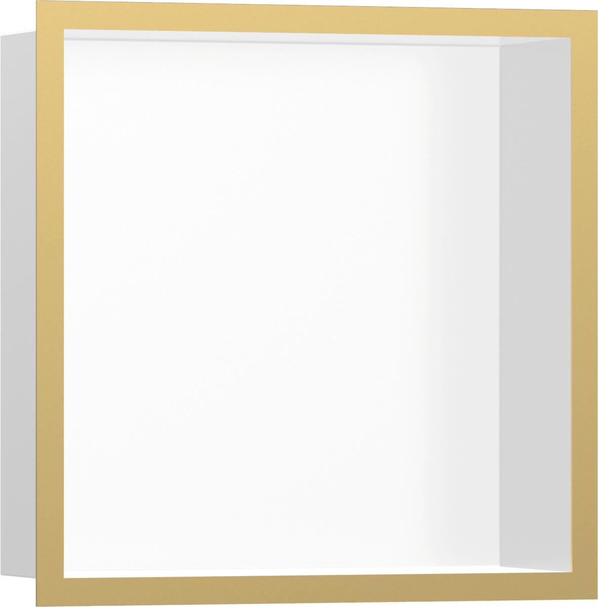 Hansgrohe XtraStoris Individual Wall Niche Matt White With Design Frame 300/300/100 - Polished Gold Optic - 56099990 - TAP 'N' SHOWER