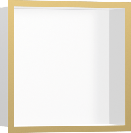 Hansgrohe XtraStoris Individual Wall Niche Matt White With Design Frame 300/300/100 - Polished Gold Optic - 56099990 - TAP 'N' SHOWER