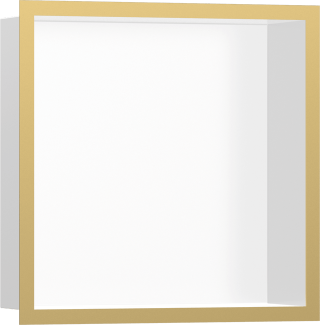 Hansgrohe XtraStoris Individual Wall Niche Matt White With Design Frame 300/300/100 - Polished Gold Optic - 56099990 - TAP 'N' SHOWER