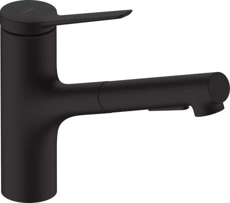 Hansgrohe Zesis M33 Single Lever Kitchen Mixer 150 Pull - out Spray 2jet - Matt Black - 74800670 - TAP 'N' SHOWER