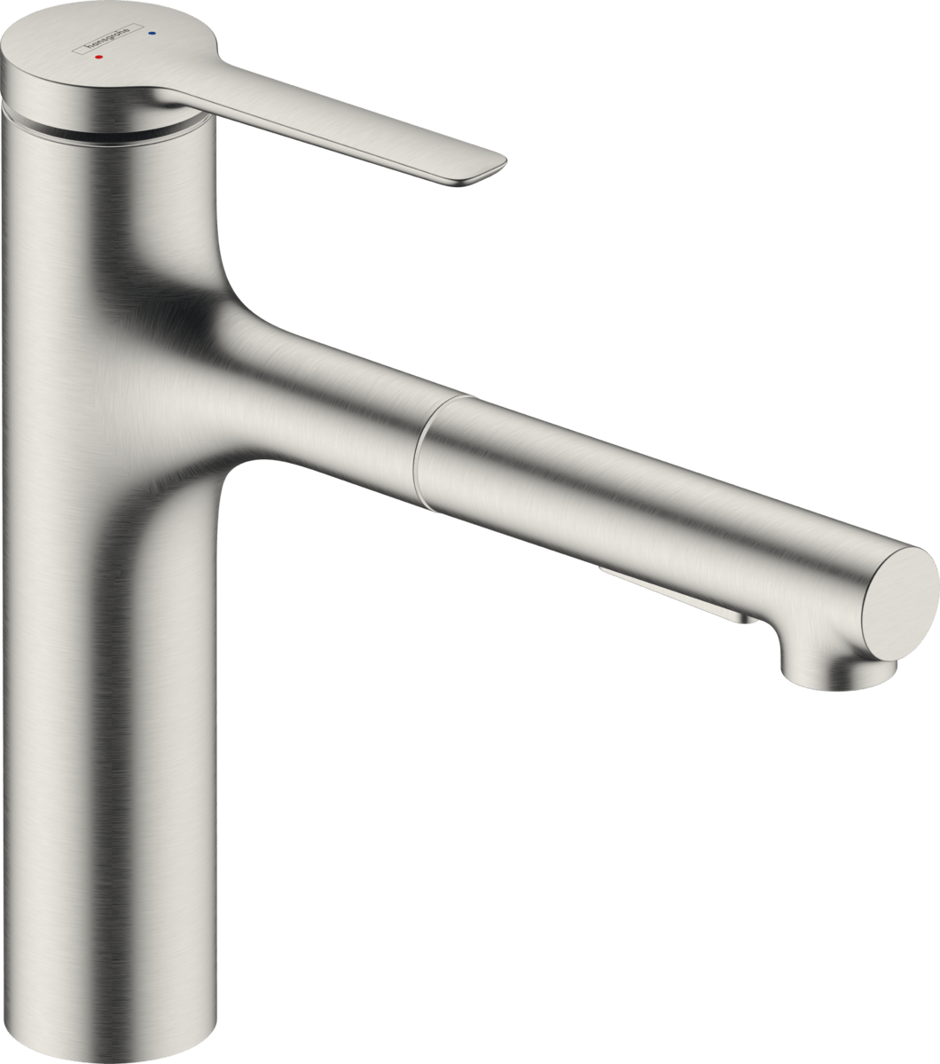 Hansgrohe Zesis M33 Single Lever Kitchen Mixer 160 Pull - out Spray 2jet Sbox Lite - Stainless Steel - 74804800 - TAP 'N' SHOWER