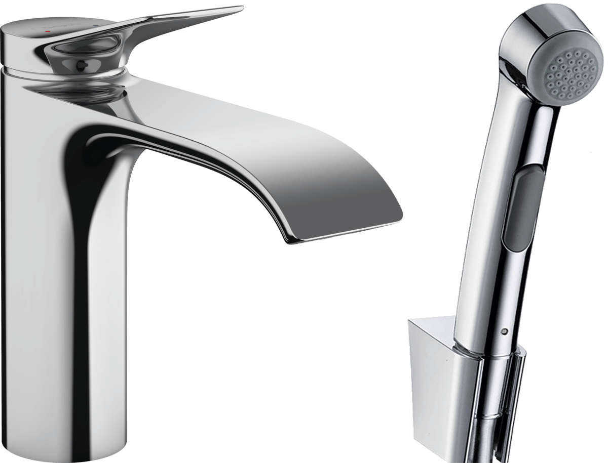 Hansgrohe Vivenis Single Lever Basin Mixer With Bidette Hand Shower And Shower Hose 1600mm - Chrome - 75210000 - TAP 'N' SHOWER