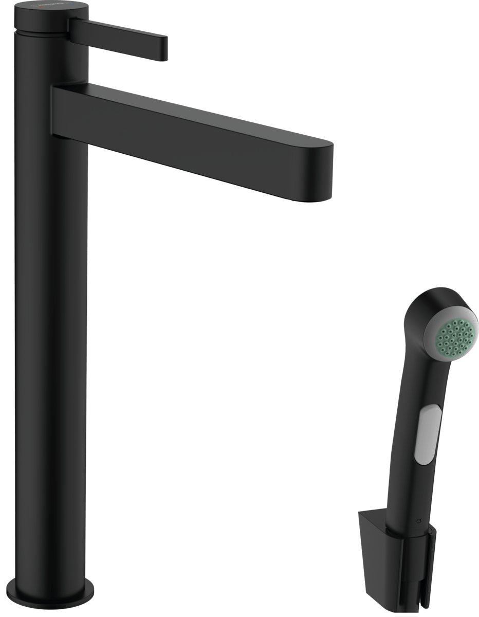 Hansgrohe Finoris Single Lever Basin Mixer 260 With Bidette Hand Shower And Shower Hose 1600mm - Matt Black - 76220670 - TAP 'N' SHOWER