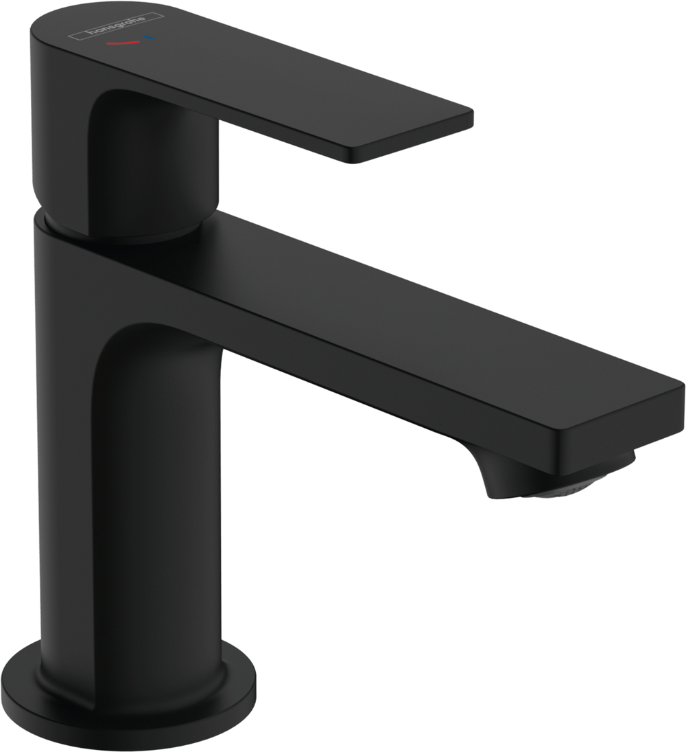 Hansgrohe Rebris E Single Lever Basin Mixer 80 Coolstart With Metal Pop - up Waste Set - Matt Black - 72585670 - TAP 'N' SHOWER