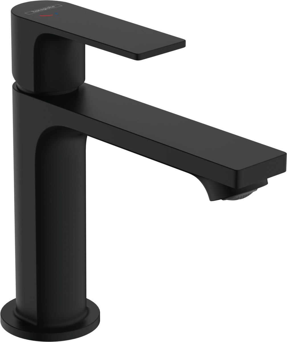 Hansgrohe Rebris E Single Lever Basin Mixer 110 Coolstart With Metal Pop - up Waste Set - Matt Black - 72551670 - TAP 'N' SHOWER