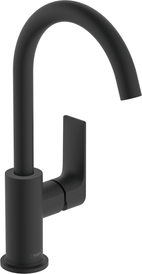 Hansgrohe Rebris E Single Lever Basin Mixer 210 With Swivel Spout And Pop - up Waste Set - Matt Black - 72576670 - TAP 'N' SHOWER