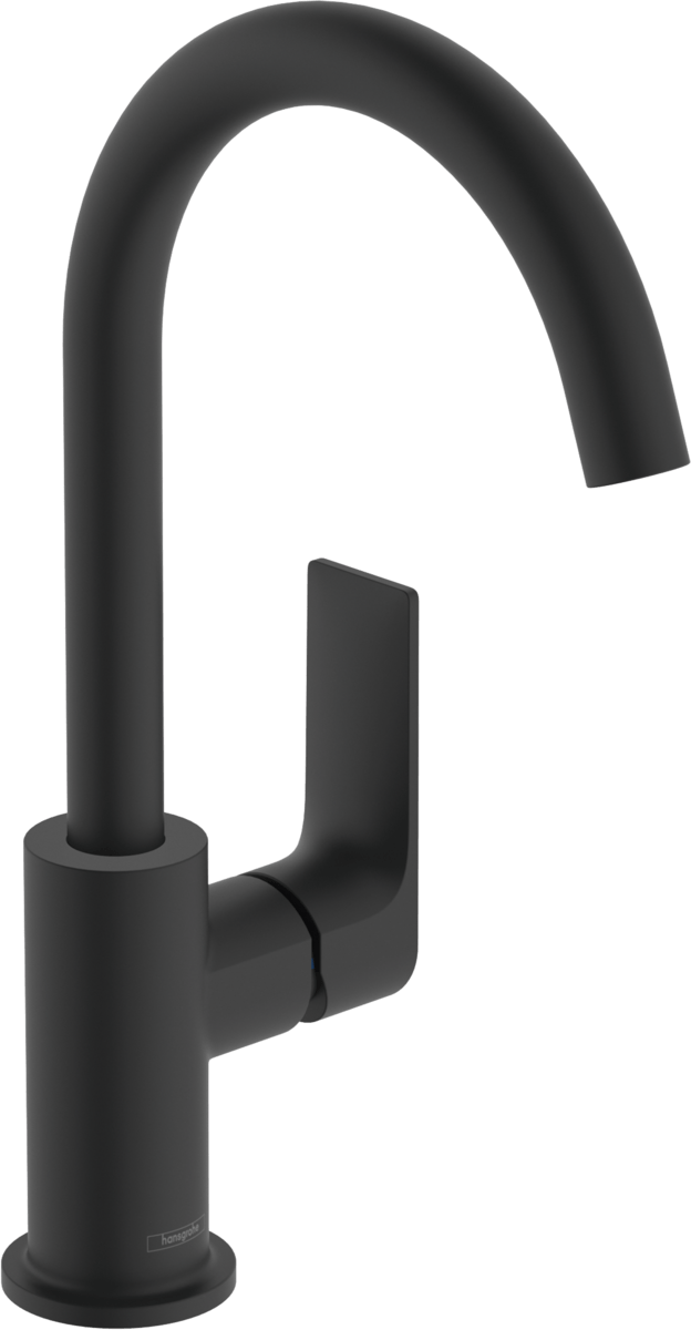 Hansgrohe Rebris E Single Lever Basin Mixer 210 With Swivel Spout And Pop - up Waste Set - Matt Black - 72576670 - TAP 'N' SHOWER