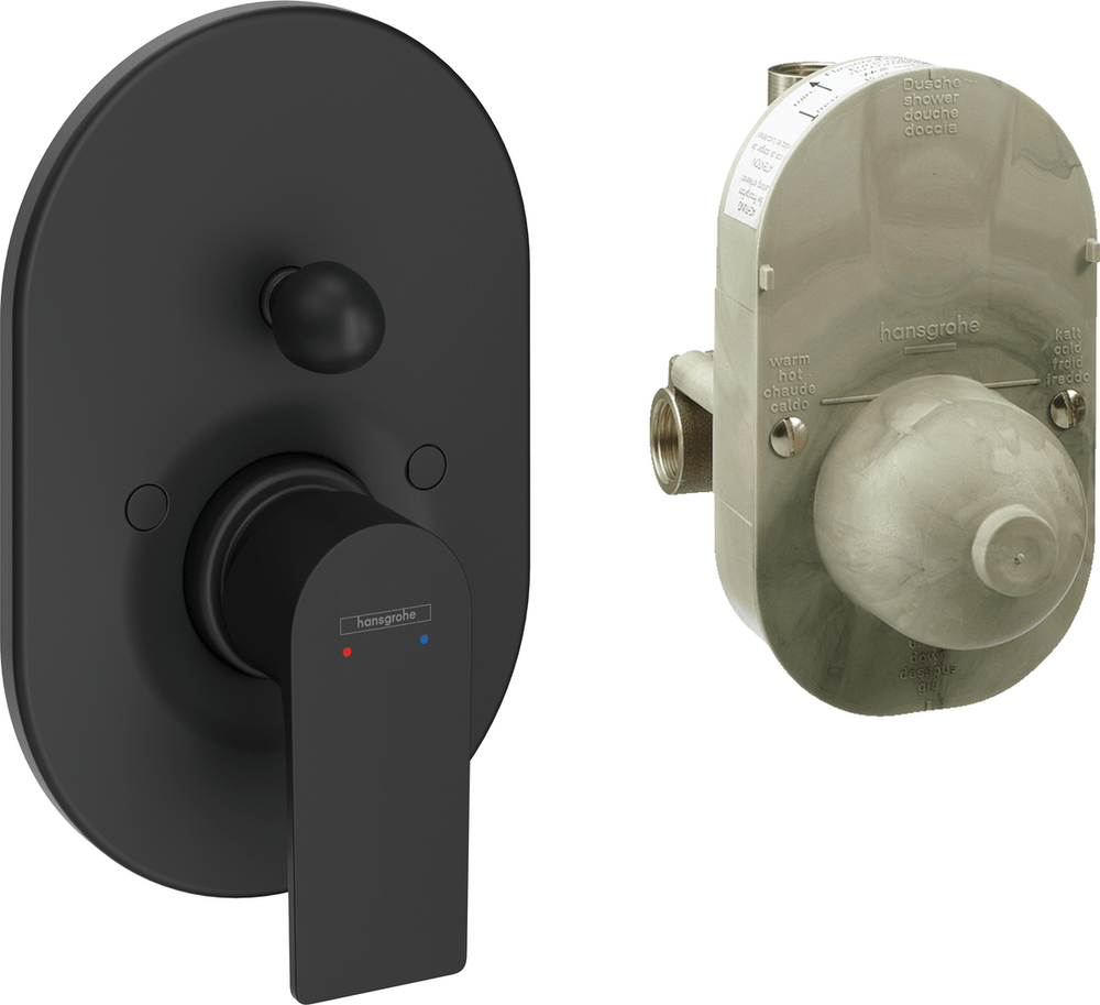 Hansgrohe Rebris E Single Lever Bath Mixer Set For Concealed Installation - Matt Black - 72458670 - TAP 'N' SHOWER