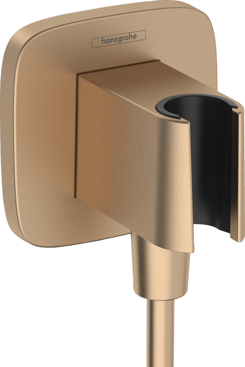 Hansgrohe FixFit Q Wall Outlet With Shower Holder - Brushed Bronze - 26887140 - TAP 'N' SHOWER