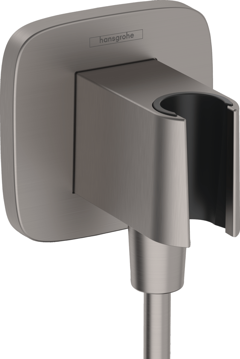 Hansgrohe FixFit Q Wall Outlet With Shower Holder - Brushed Black Chrome - 26887340 - TAP 'N' SHOWER