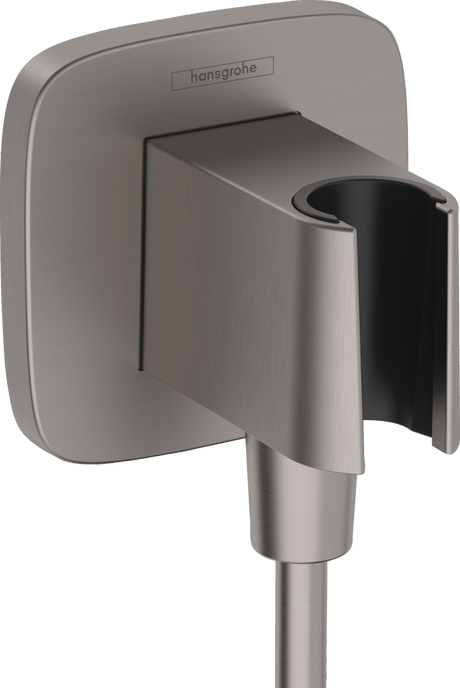 Hansgrohe FixFit Q Wall Outlet With Shower Holder - Brushed Black Chrome - 26887340 - TAP 'N' SHOWER