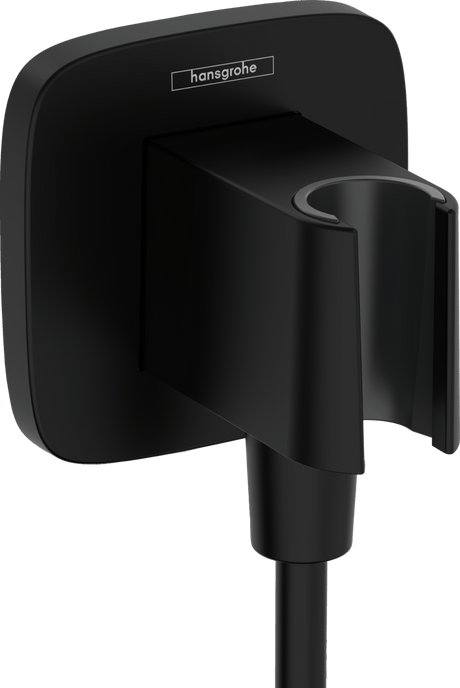 Hansgrohe FixFit Q Wall Outlet With Shower Holder - Matt Black - 26887670 - TAP 'N' SHOWER