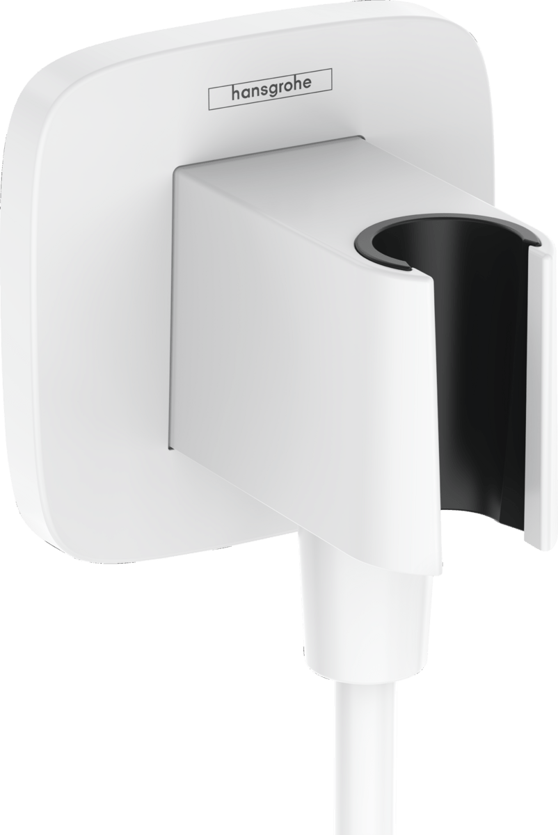 Hansgrohe FixFit Q Wall Outlet With Shower Holder - Matt White - 26887700 - TAP 'N' SHOWER