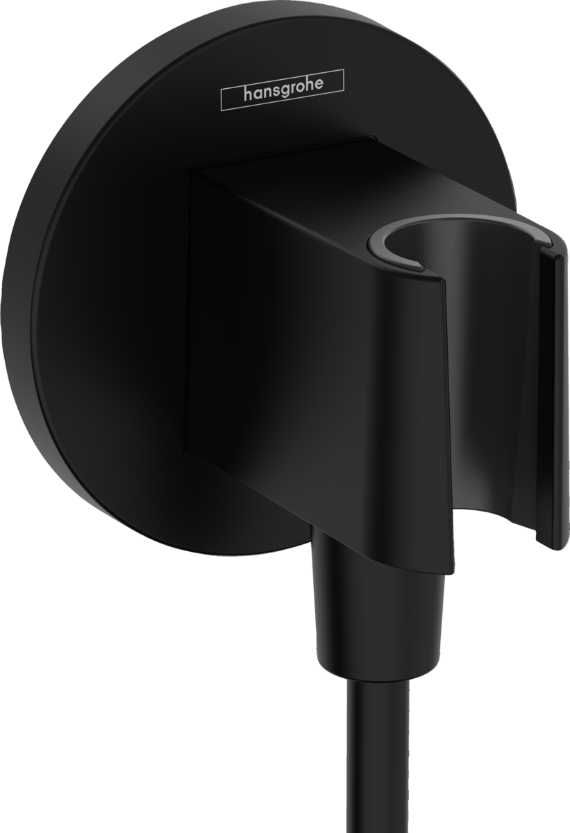 Hansgrohe FixFit S Wall Outlet With Shower Holder - Matt Black - 26888670 - TAP 'N' SHOWER