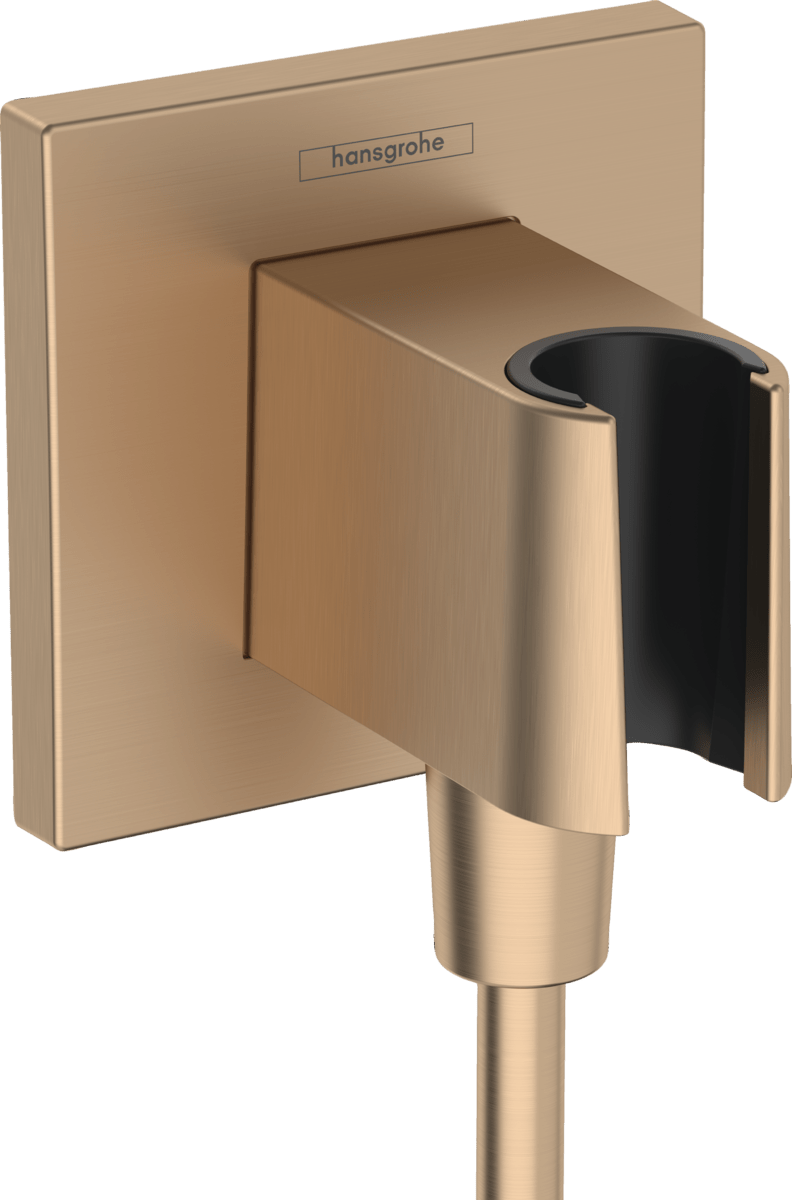 Hansgrohe FixFit E Wall Outlet With Shower Holder - Brushed Bronze - 26889140 - TAP 'N' SHOWER