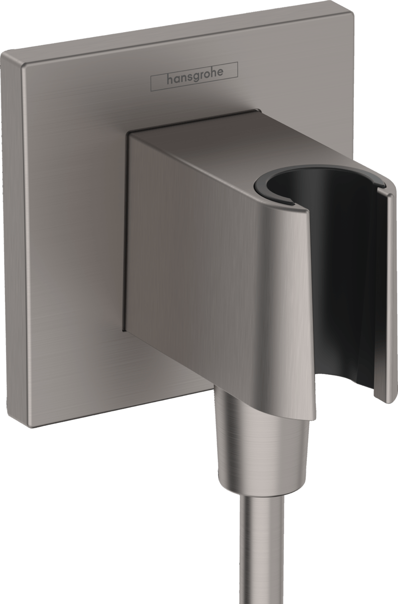 Hansgrohe FixFit E Wall Outlet With Shower Holder - Brushed Black Chrome - 26889340 - TAP 'N' SHOWER