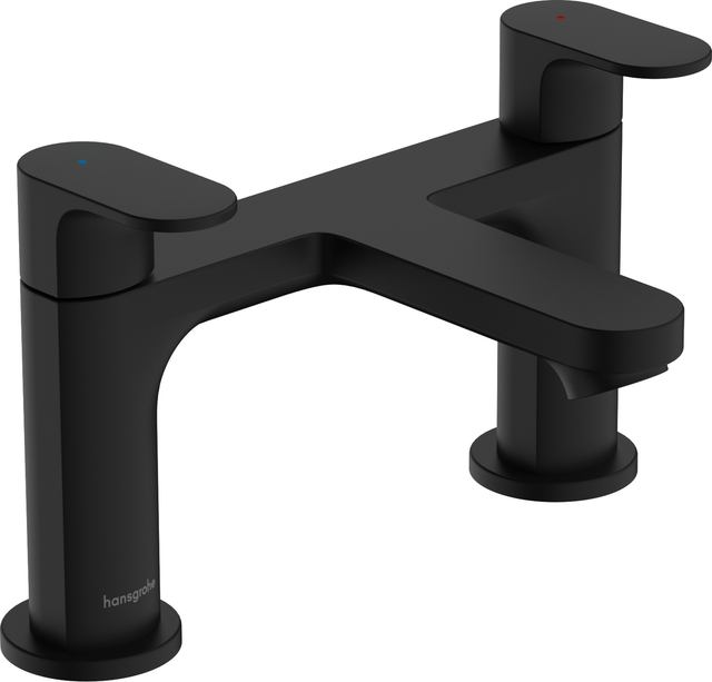 Hansgrohe Rebris S 2 - hole Rim Mounted Bath Mixer - Matt Black - 72446670 - TAP 'N' SHOWER