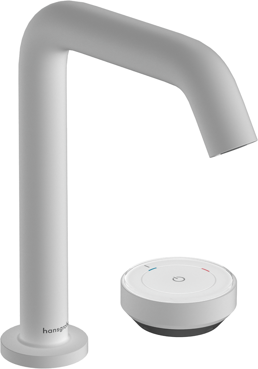 Hansgrohe Tecturis S 2 - hole Basin Mixer 150 Coolstart Ecosmart+ With Waste Set - Matt White - 73353700 - TAP 'N' SHOWER