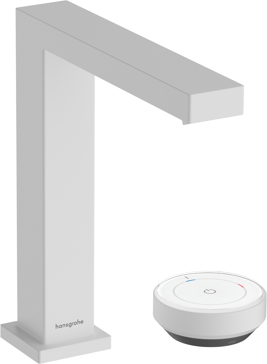 Hansgrohe Tecturis E 2 - hole Basin Mixer 150 Coolstart Ecosmart+ With Waste Set - Matt White - 73053700 - TAP 'N' SHOWER