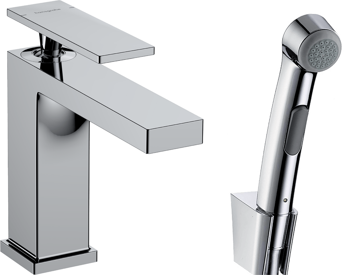 Hansgrohe Tecturis E Single Lever Basin Mixer 110 With Bidette Hand Shower - Chrome - 73210000 - TAP 'N' SHOWER