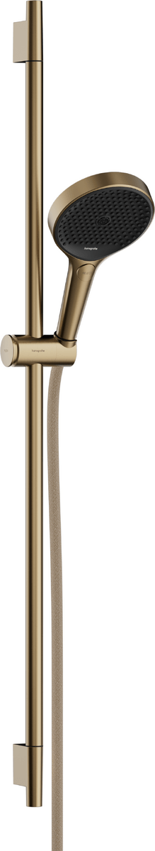 Hansgrohe Rainfinity Shower Set 130 3jet with Shower Bar S Puro 90 Cm and Push Slider And Designflex Textile Shower Hose 160 Cm - Brushed Bronze - 28743140 - TAP 'N' SHOWER