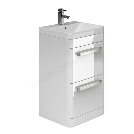 Oakham Vermont Floor Standing Vanity Unit & 1 Tap Hole Basin 500mm 2 Drawer - White - TAP 'N' SHOWER