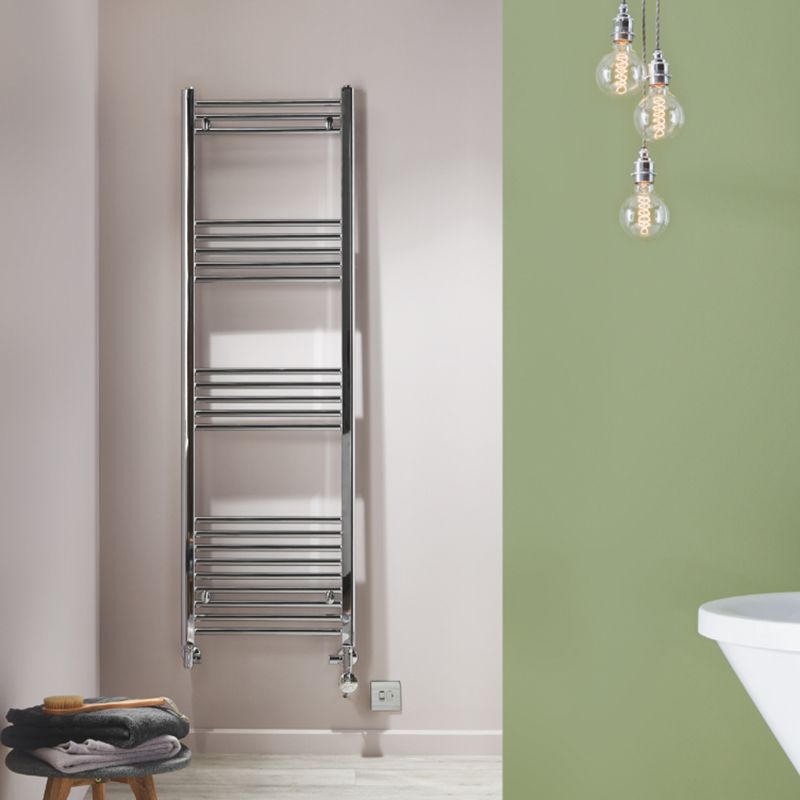 Towelrads Hamilton Electric Straight Heated Towel Rail 1200mm High x 500mm Wide - Chrome - 180005 - TAP 'N' SHOWER