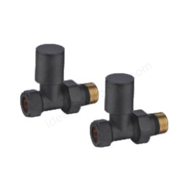 Oakham Straight Radiator Valves - Anthracite - TAP 'N' SHOWER